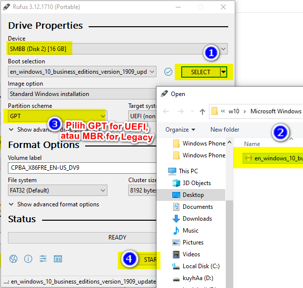 Cara Membuat USB bootable Flashdisk dengan Rufus