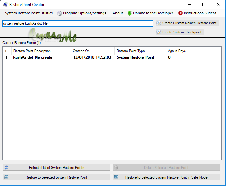 Restore Point Creator 7.1 Build 2 Final terbaru