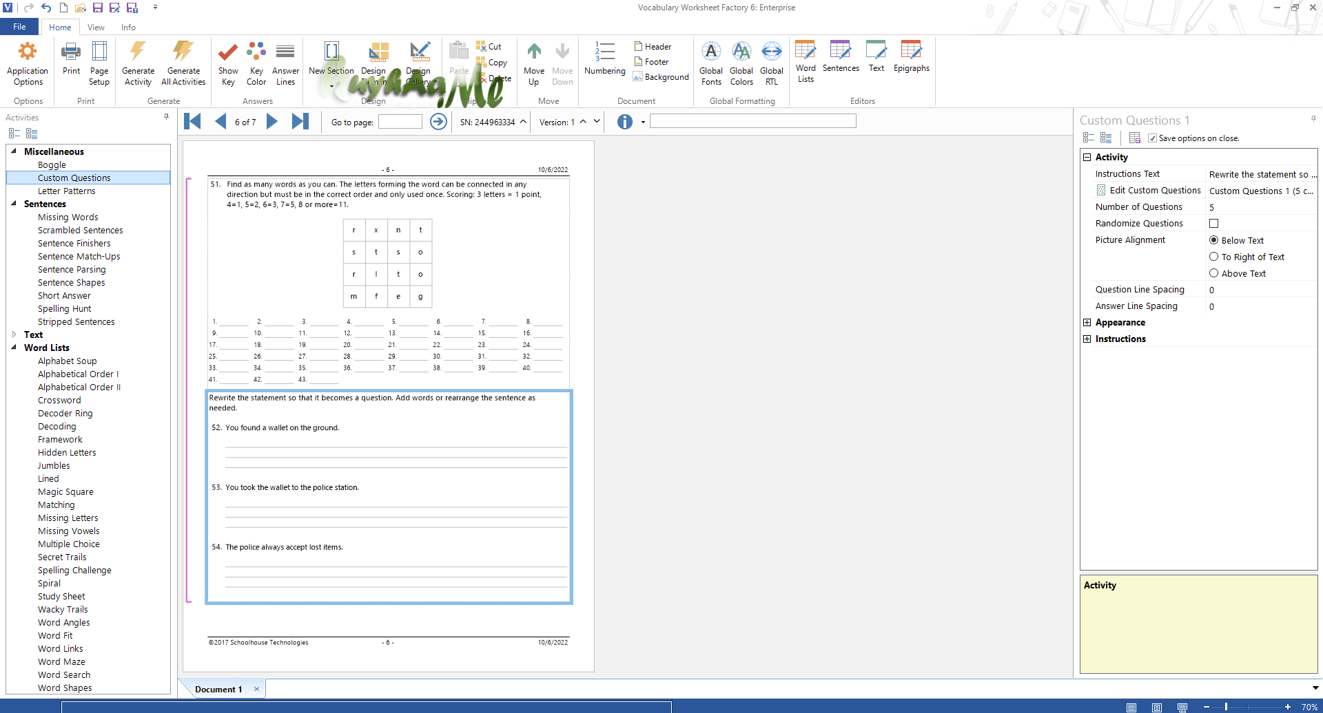 Vocabulary Worksheet Factory v6.1.123.0 Full Professional/Enterprise
