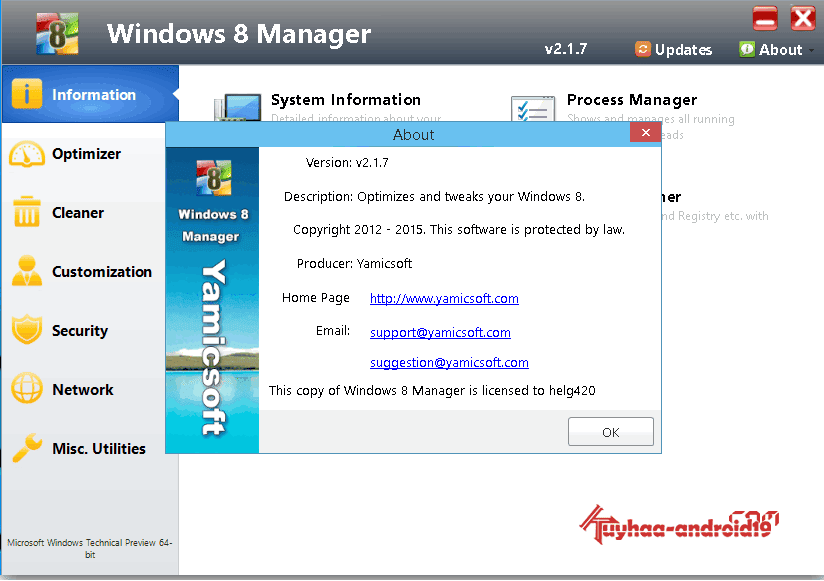 Yamicsoft Windows 8 Manager 2.2.8 Full